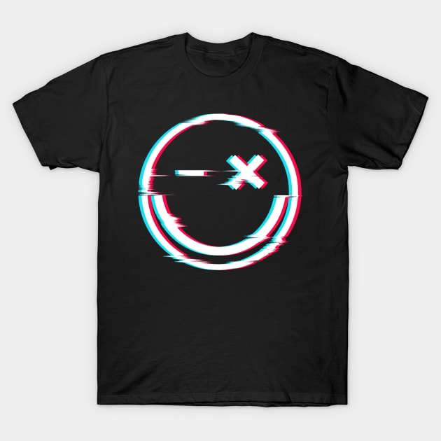 Happy Face Glitch Smile T-Shirt by UNDERGROUNDROOTS